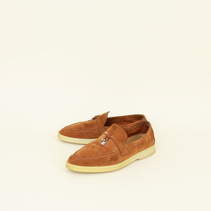Loro Piana Saddle Brown Summer Charm Walk Loafer 37.5
