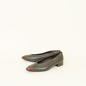 Loro Piana Bicolor Rebecca Cap Toe Ballet Flat 37.5