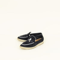 Loro Piana Argo Blue Melange Summer Charms Walk Loafers 37