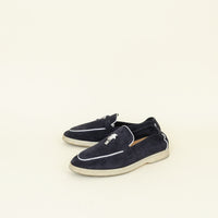 Loro Piana Argo Blue Melange Summer Charms Walk Loafer 37
