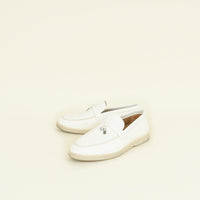 Loro Piana White Summer Charms Walk Loafers 37.5