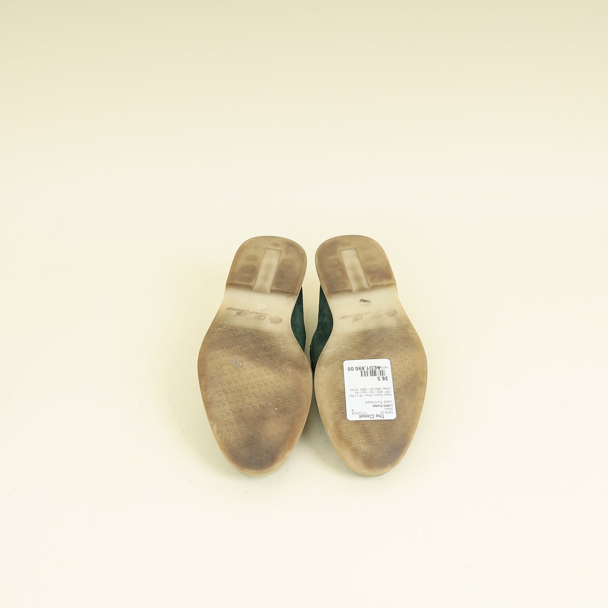 Loro Piana Glass Green Summer Walk Charms Loafers 38.5