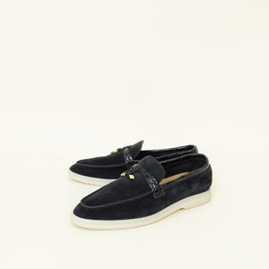 Loro Piana Black Summer Charms Walk Loafer 38