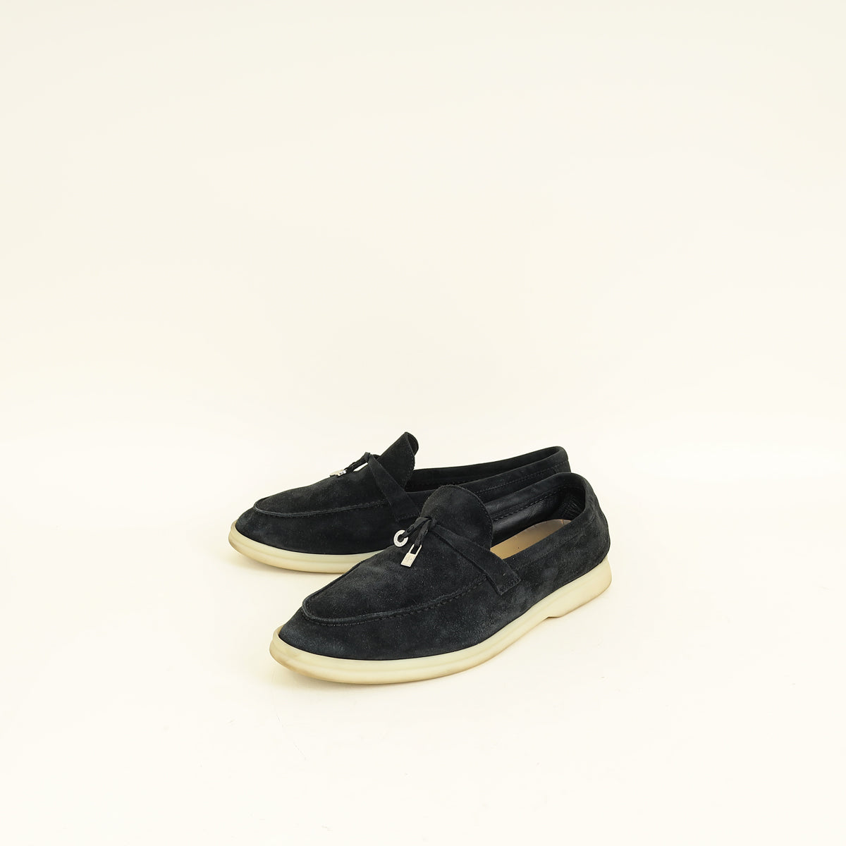 Loro Piana Black Summer Charms Walk Loafers 39