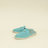 Loro Piana Aqua Turquoise L.E Mykonos Charms Walk Babouche Loafer 40