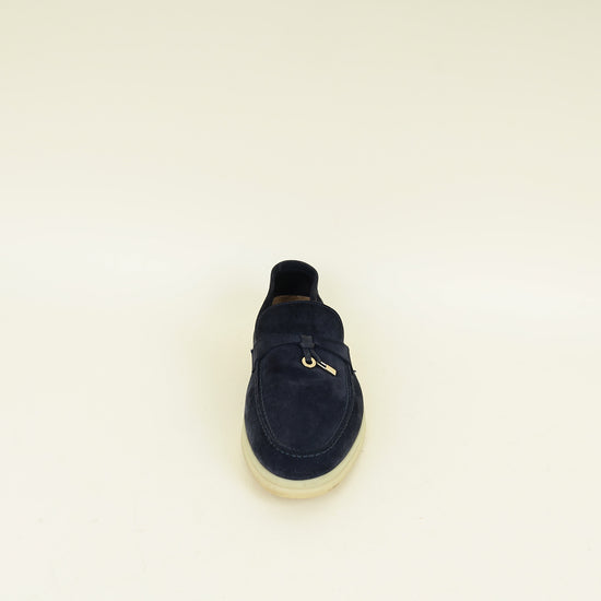 Loro Piana Argo Blue Melanga Summer Charms Walk Loafer 40