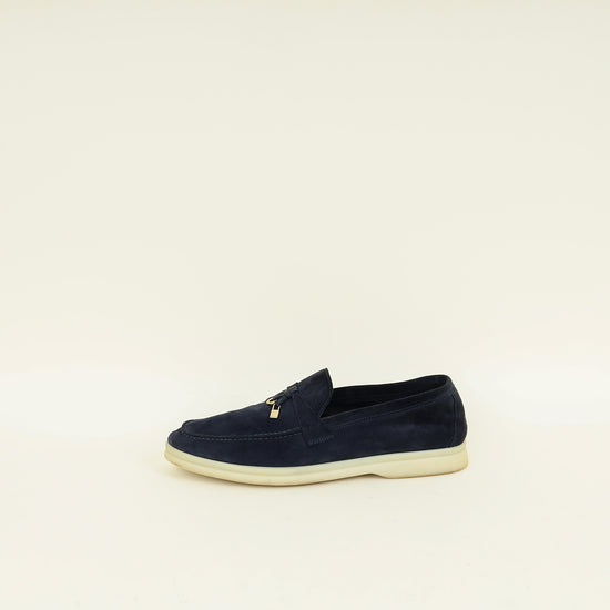 Loro Piana Argo Blue Melanga Summer Charms Walk Loafer 40