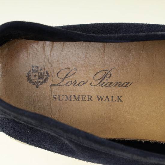 Loro Piana Argo Blue Melanga Summer Charms Walk Loafer 40