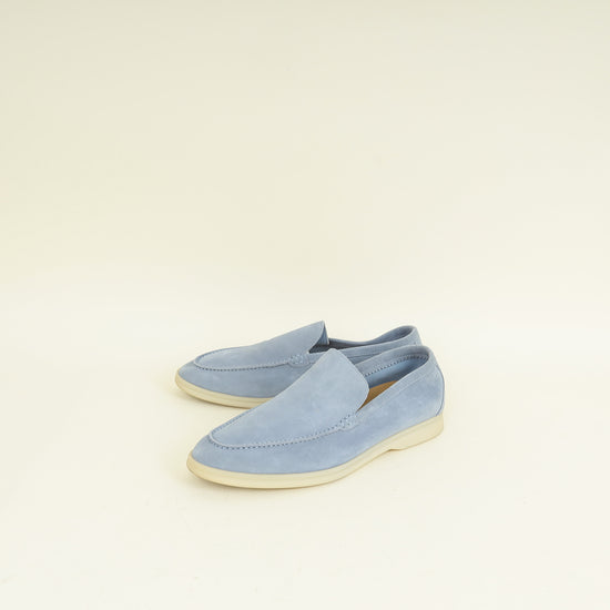 Loro Piana Light Blue Summer Walk Suede Loafer 41.5