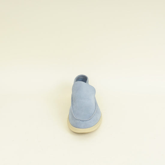 Loro Piana Light Blue Summer Walk Suede Loafer 41.5