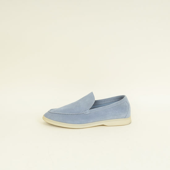 Loro Piana Light Blue Summer Walk Suede Loafer 41.5
