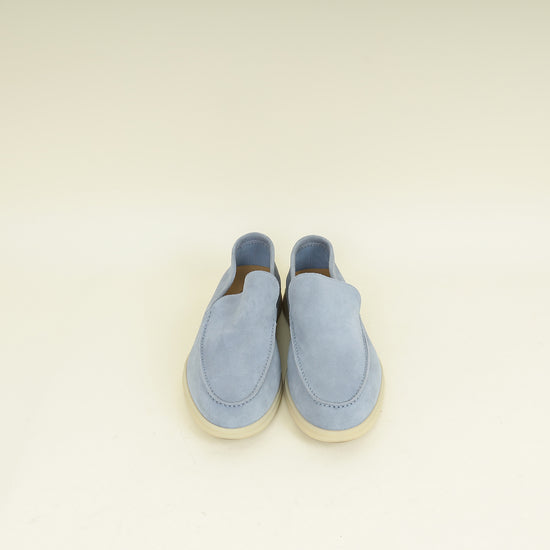 Loro Piana Light Blue Summer Walk Suede Loafer 41.5