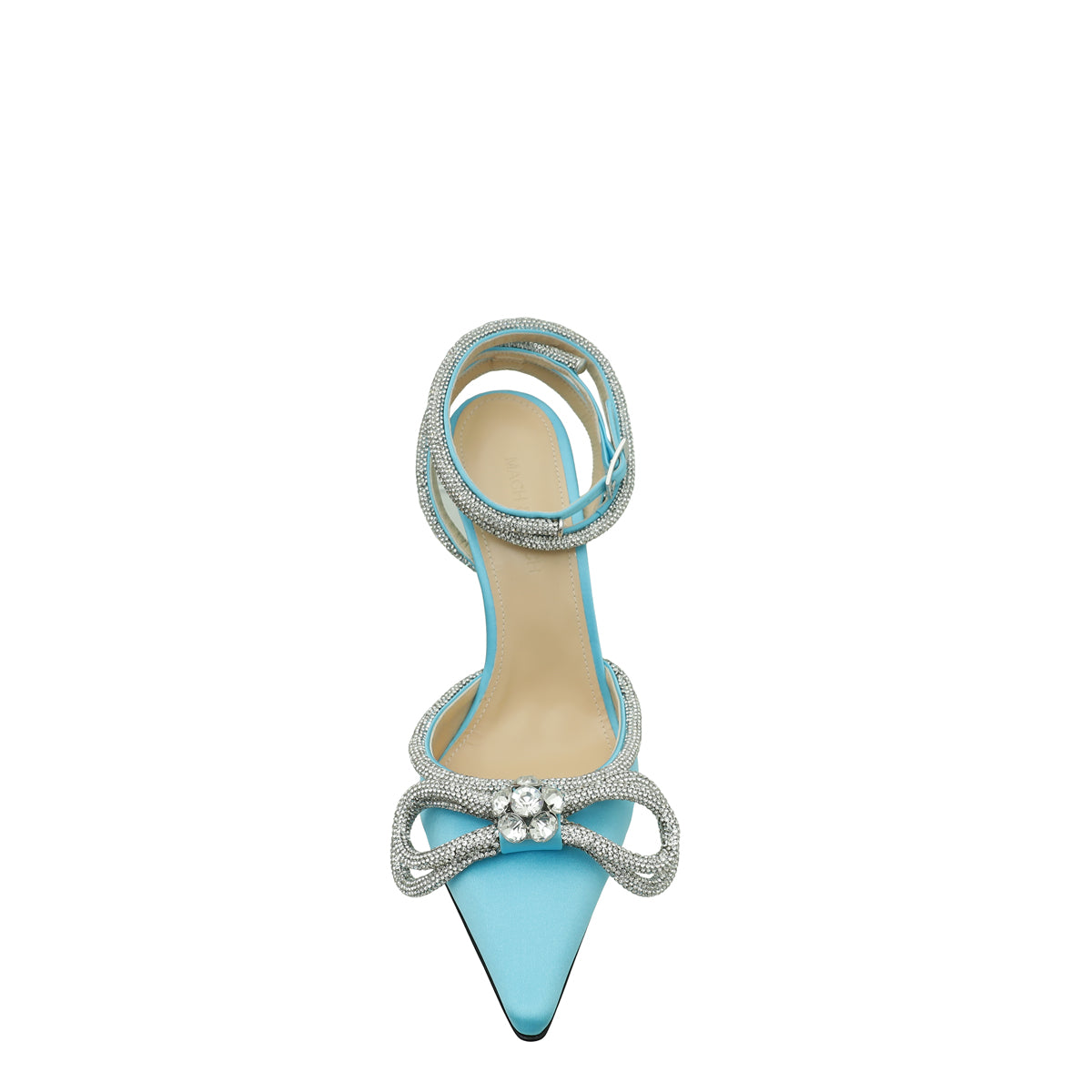 Mach & Mach Ocean Blue Satin Crystal Bow 110 Pumps 37.5-Mach & Mach-THE CLOSET
