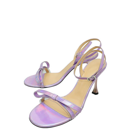 Mach & Mach Light Purple French Bow Iridescent Ankle Strap Sandal 40.5