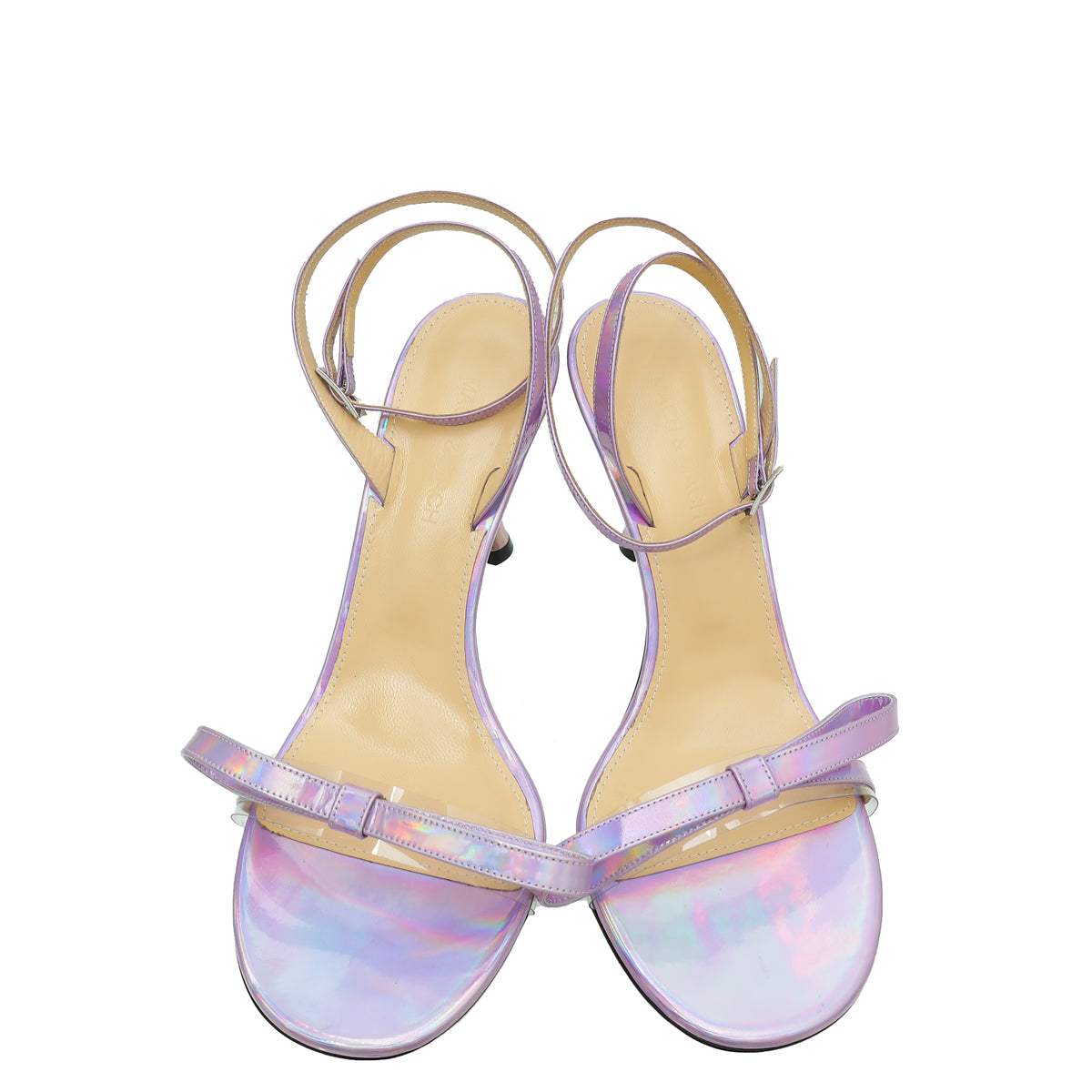 Mach & Mach Light Purple French Bow Iridescent Ankle Strap Sandal 40.5