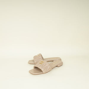 Miu Miu Beige Matelassé Slide Sandals 41
