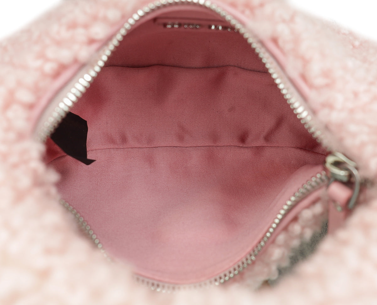 Miu Miu Rosa Shearling Mini Wander Handle Bag