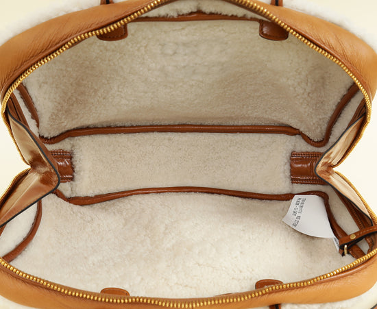 Miu Miu Bicolor Beau Shearling Top-Handle Bag