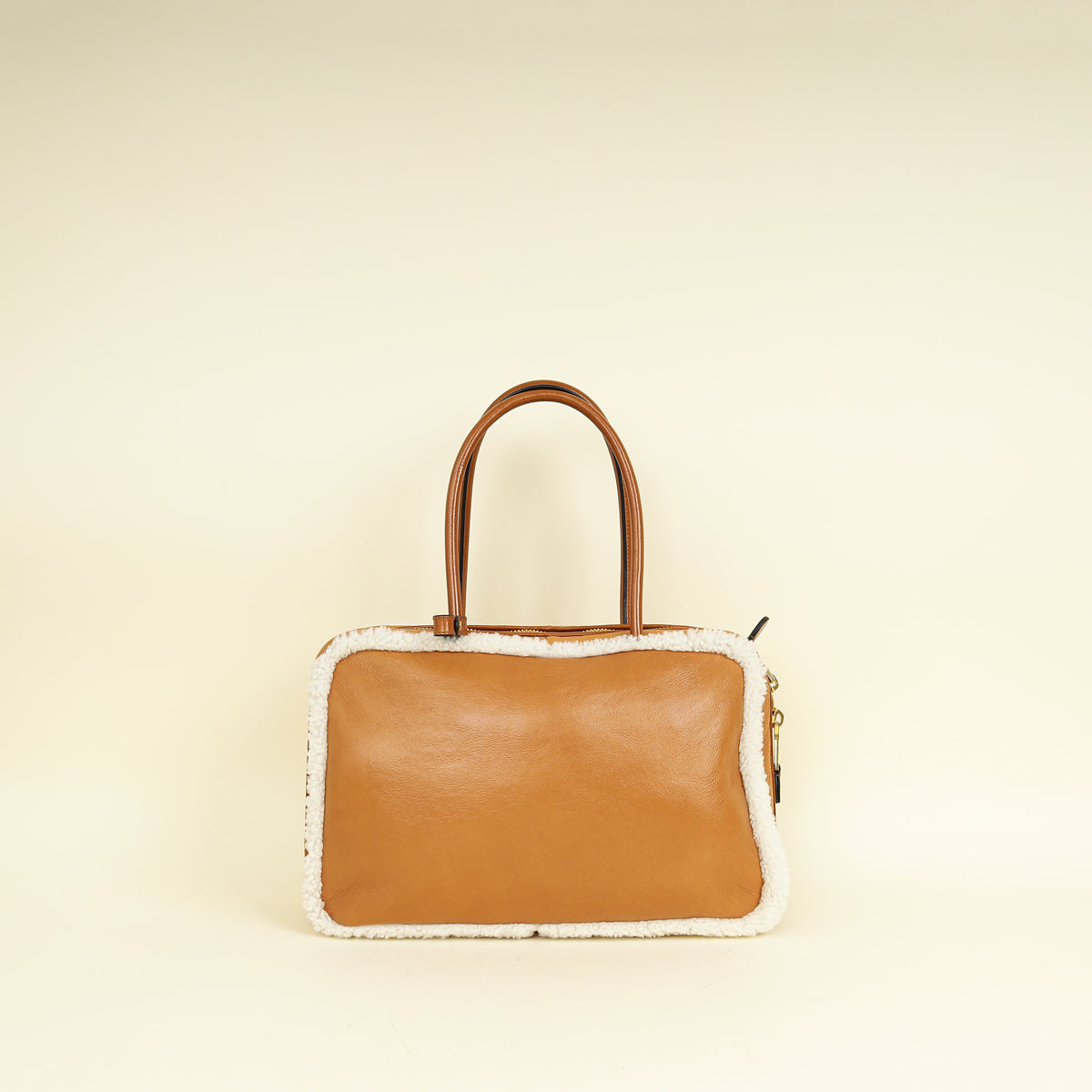 Miu Miu Bicolor Beau Shearling Top-Handle Bag