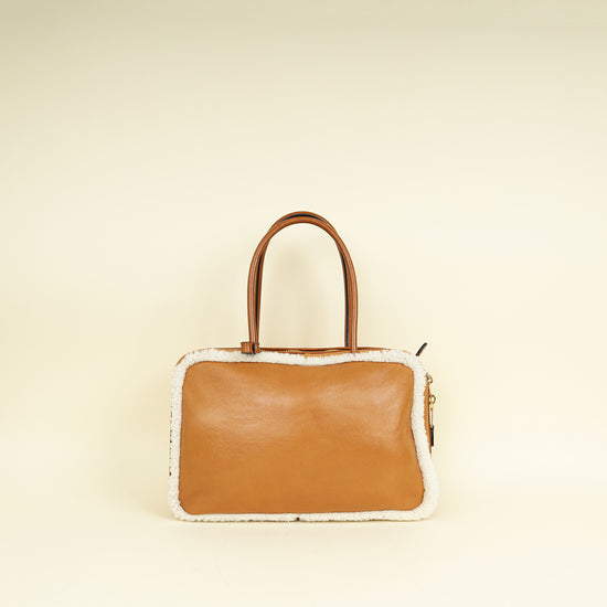 Miu Miu Bicolor Beau Shearling Top-Handle Bag