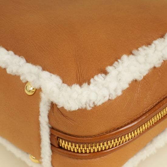 Miu Miu Bicolor Beau Shearling Top-Handle Bag