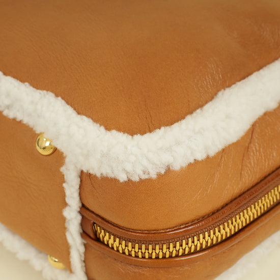 Miu Miu Bicolor Beau Shearling Top-Handle Bag