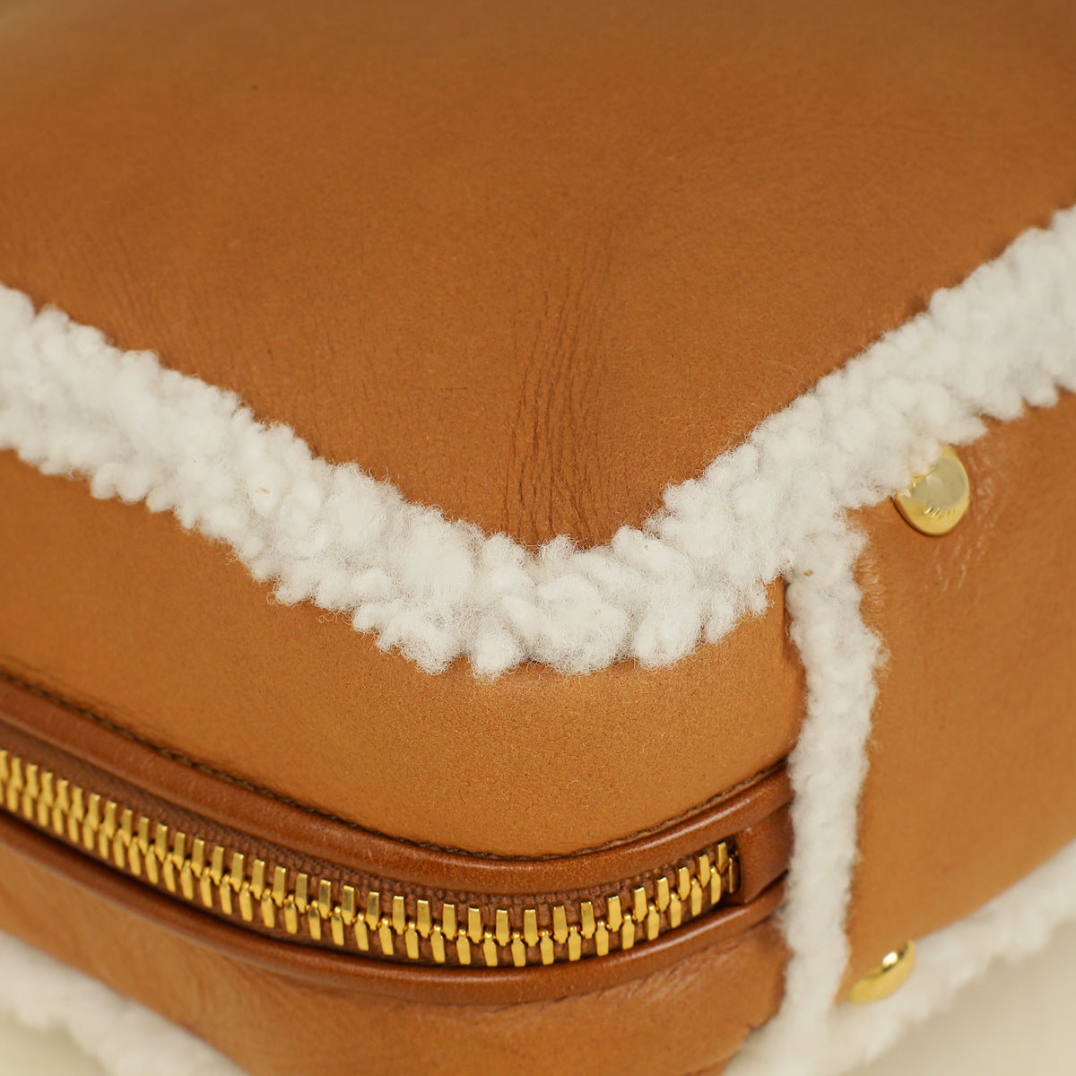 Miu Miu Bicolor Beau Shearling Top-Handle Bag