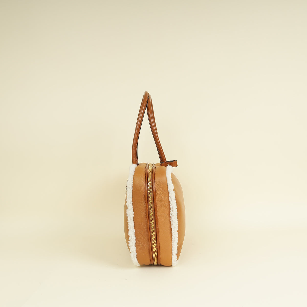 Miu Miu Bicolor Beau Shearling Top-Handle Bag