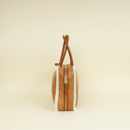 Miu Miu Bicolor Beau Shearling Top-Handle Bag