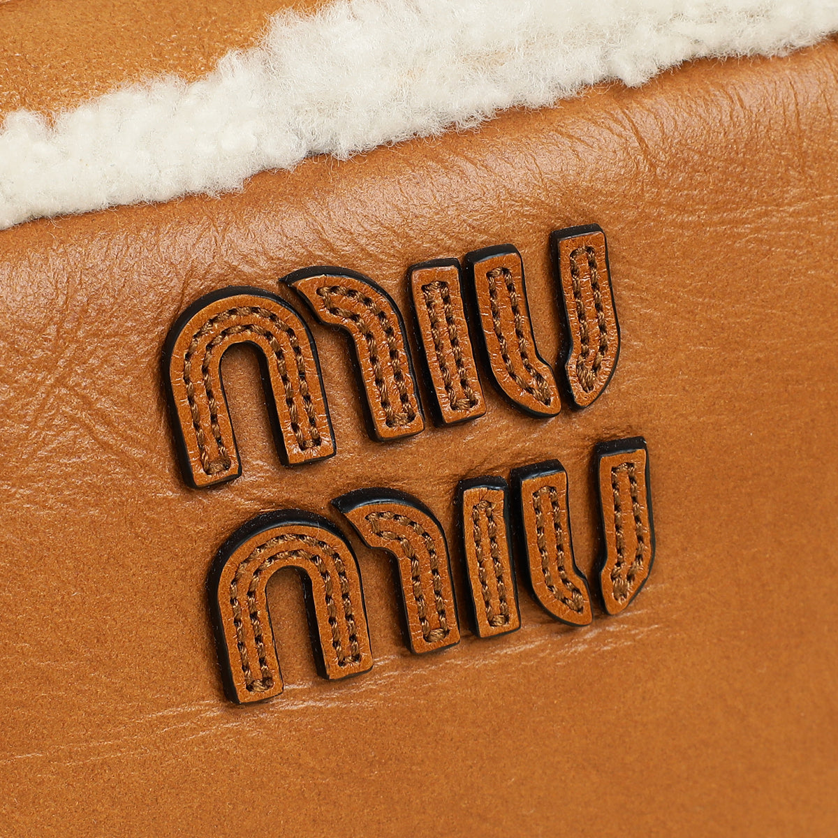 Miu Miu Bicolor Beau Shearling Top-Handle Bag