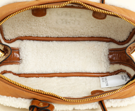 Miu Miu Bicolor Beau Shearling Top-Handle Bag