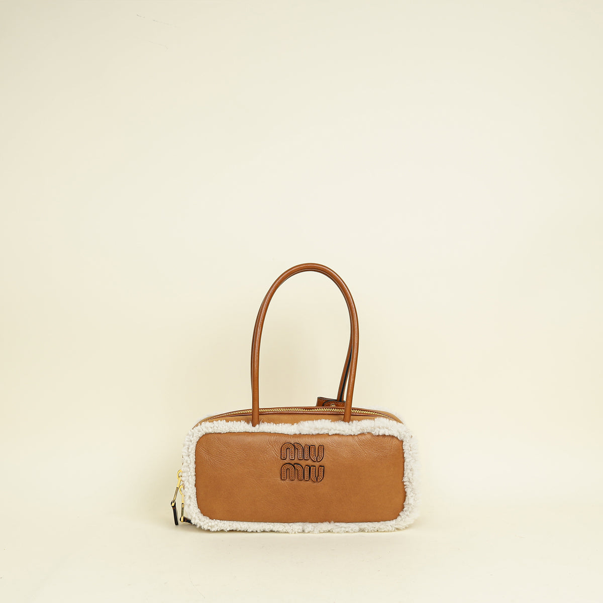 Miu Miu Bicolor Beau Shearling Top-Handle Bag