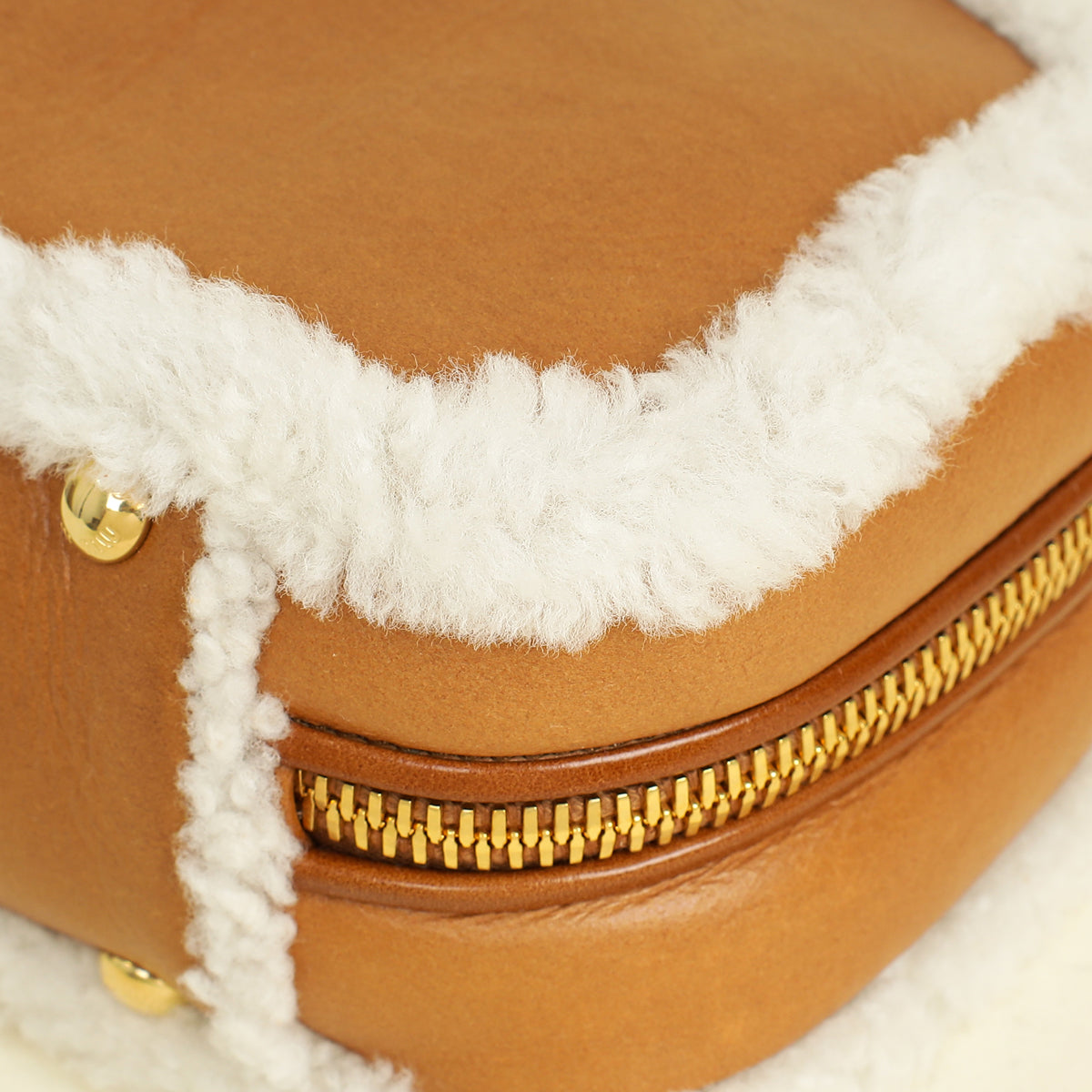 Miu Miu Bicolor Beau Shearling Top-Handle Bag