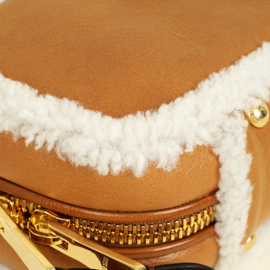 Miu Miu Bicolor Beau Shearling Top-Handle Bag