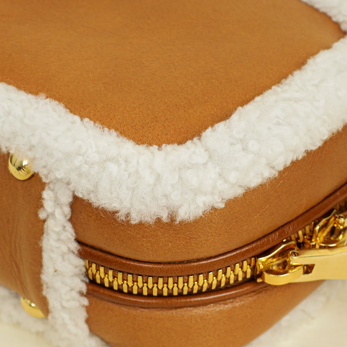 Miu Miu Bicolor Beau Shearling Top-Handle Bag