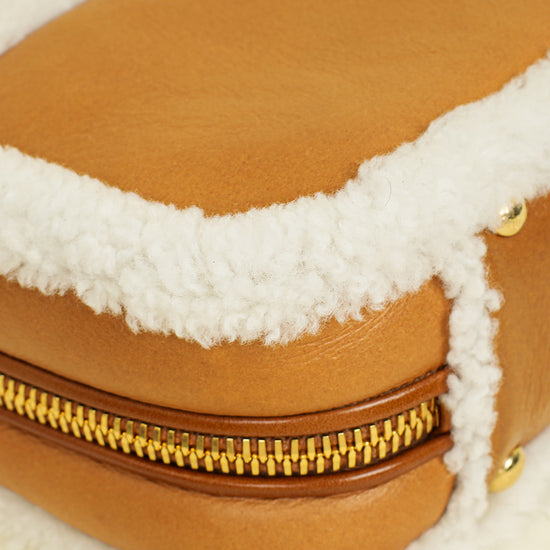 Miu Miu Bicolor Beau Shearling Top-Handle Bag