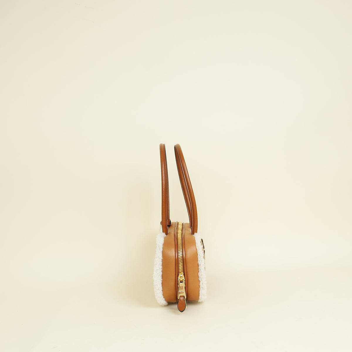 Miu Miu Bicolor Beau Shearling Top-Handle Bag