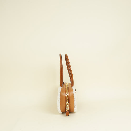 Miu Miu Bicolor Beau Shearling Top-Handle Bag