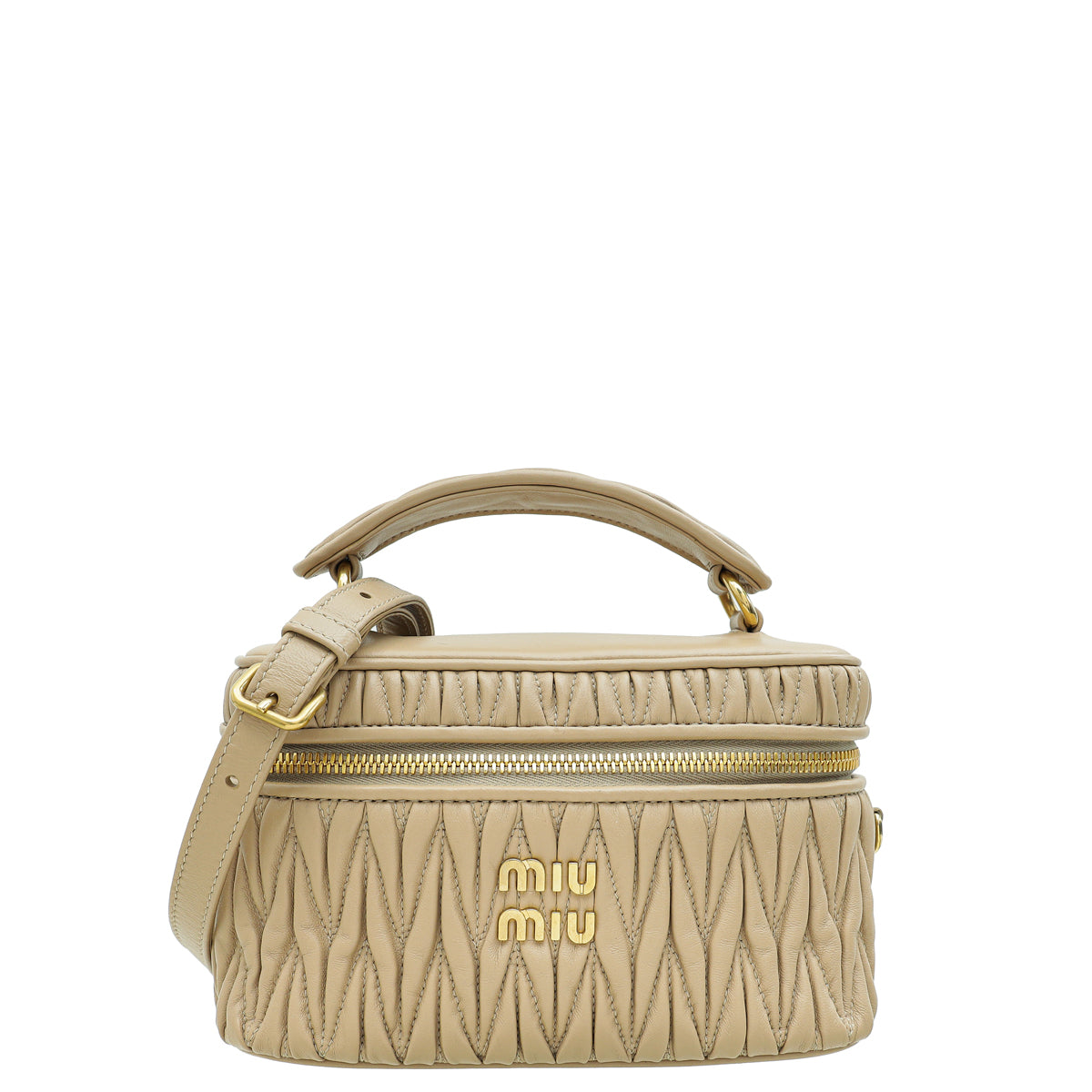 Miu Miu Sand Matelassé Nappa Shoulder Bag-MIU MIU-THE CLOSET