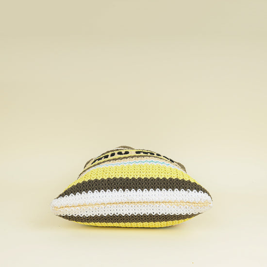 Miu Miu Multicolor Woven Raffia and Crochet Fabric Beach Tote Bag