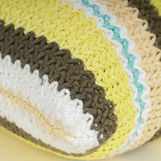 Miu Miu Multicolor Woven Raffia and Crochet Fabric Beach Tote Bag