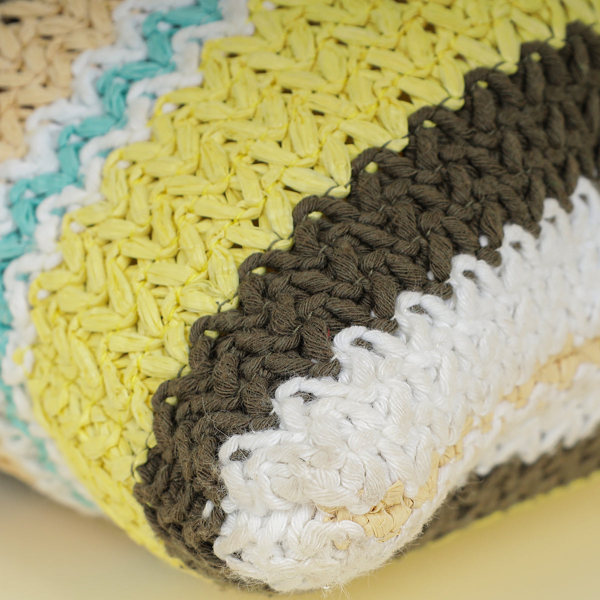 Miu Miu Multicolor Woven Raffia and Crochet Fabric Beach Tote Bag