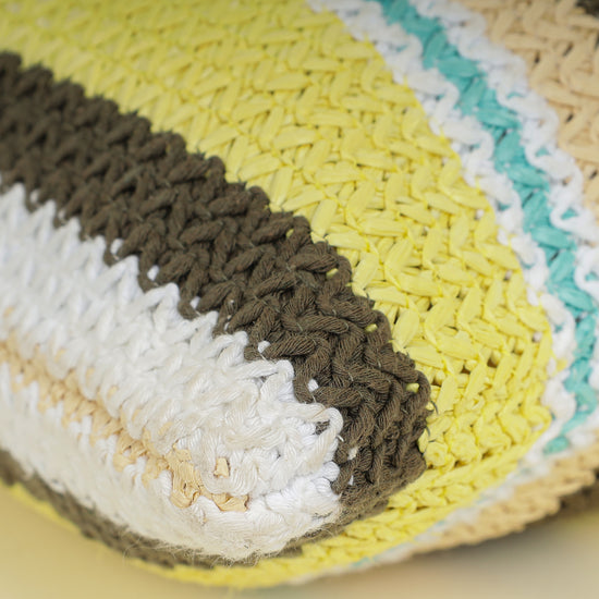 Miu Miu Multicolor Woven Raffia and Crochet Fabric Beach Tote Bag