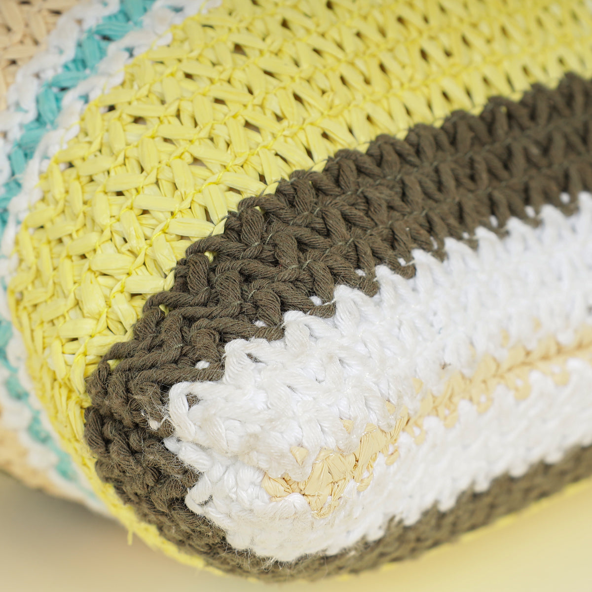 Miu Miu Multicolor Woven Raffia and Crochet Fabric Beach Tote Bag