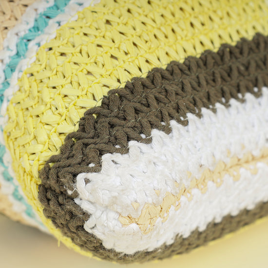 Miu Miu Multicolor Woven Raffia and Crochet Fabric Beach Tote Bag