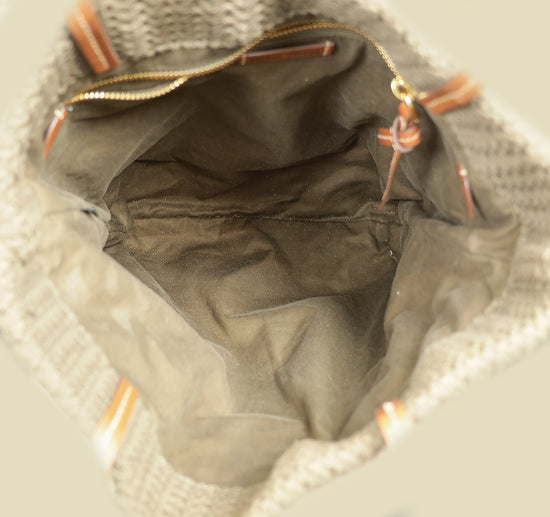 Miu Miu Multicolor Woven Raffia and Crochet Fabric Beach Tote Bag