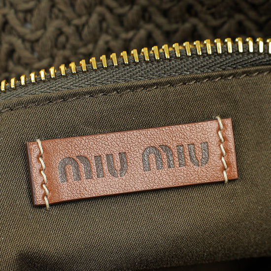 Miu Miu Multicolor Woven Raffia and Crochet Fabric Beach Tote Bag