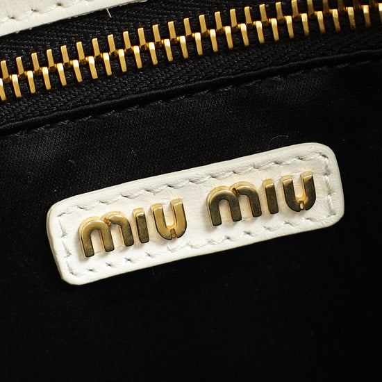 Miu Miu White Matelasse Chain Flap Bag