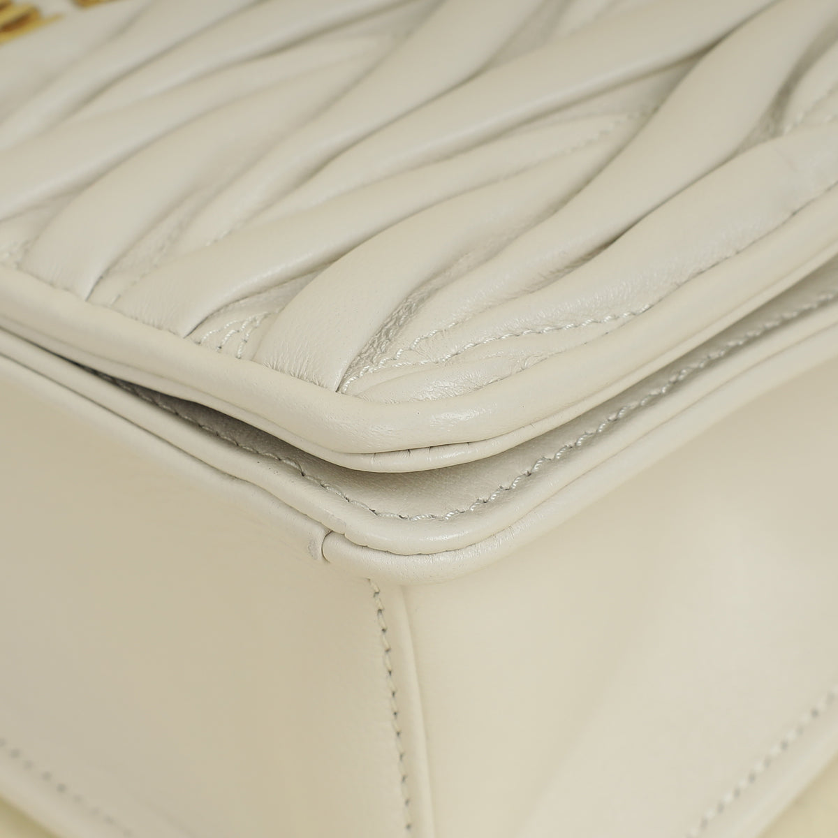 Miu Miu White Matelasse Chain Flap Bag