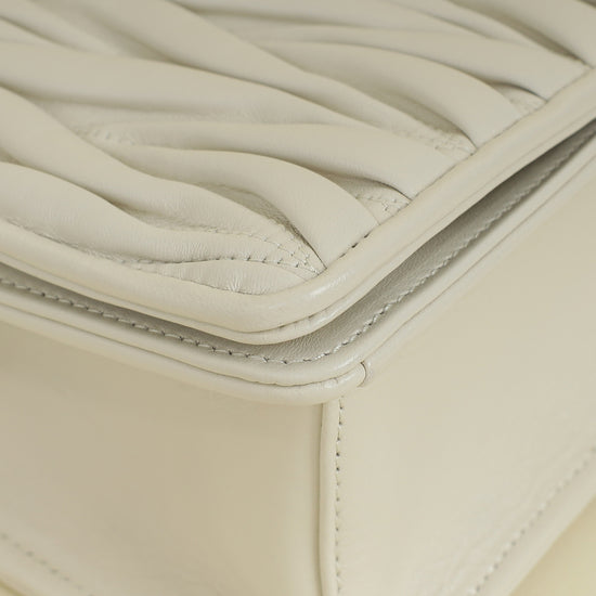 Miu Miu White Matelasse Chain Flap Bag